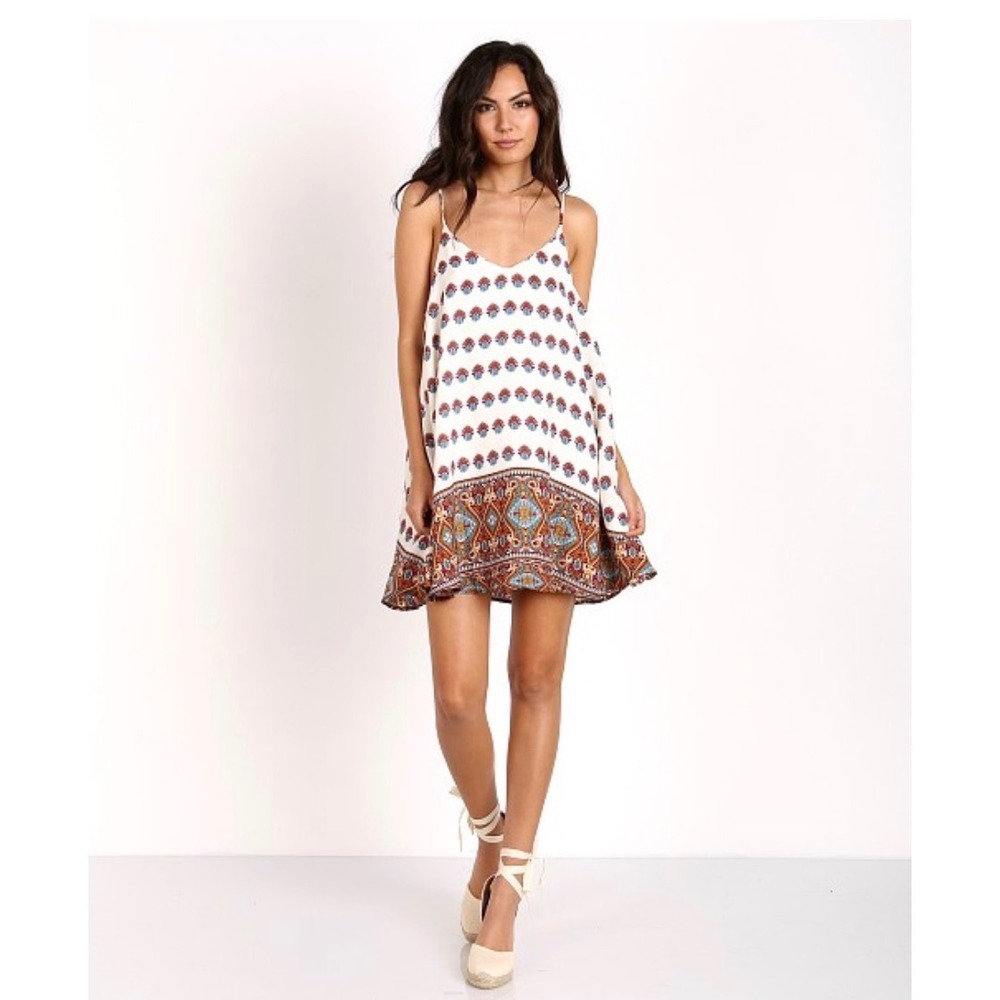 Show Me Your Mumu Mini Dress Boho Paisley Print, Womens Large White